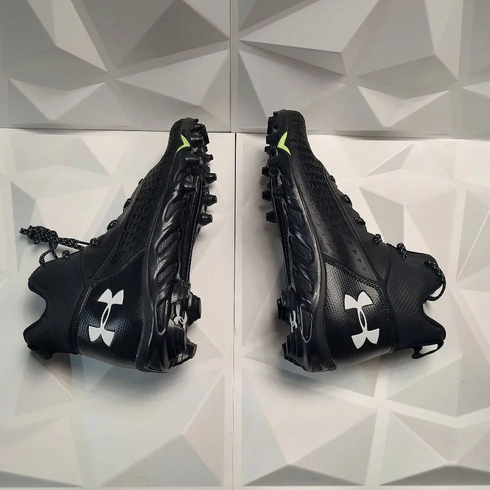 Under Armour Mens Football Cleat 16 Black White Shoe Lacrosse Spine Hammer - Picture 6 of 12